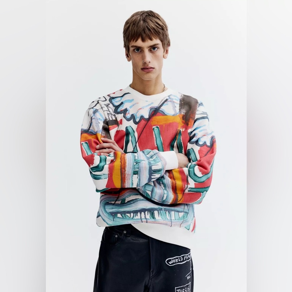 WHO DECIDES WAR x EV BRAVADO TELA D'AMORE X BASQUIAT x H&M Sweatshirt - Picture 2 of 10